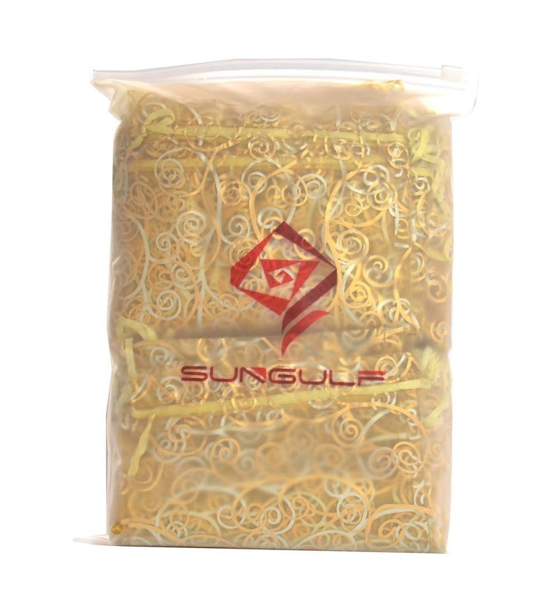 SUNGULF 100pcs Organza Pouch Bag Drawstring 6"x8" Strong Gift Candy Bag Jewelry Party Wedding Favor (Gold flower vine Print) - Image 2